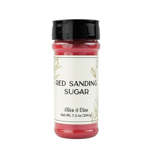 Olive & Vine Red Sanding Sugar, Sweet Finish, For Baking & Decorating, Rich Tradition, Authentic Taste, For Global Recipes (7.2 Ounce)