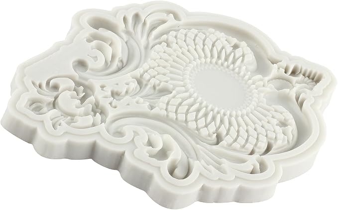 Baroque Fondant Molds Curlicues Scroll Border Lace Silicone Molds Relief Flower Mold Filigree Mold 3D Sculpted For Cake Decorating Cupcake Topper Gum Paste Candy Chocolate Polymer Clay