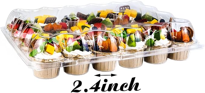 24 Counts x 10 Sets Cupcake Containers Cupcake Boxes Plastic Cupcakes Carrier Holders for Clear Plastic Disposable Cupcakes Container with Detachable Tall Lid