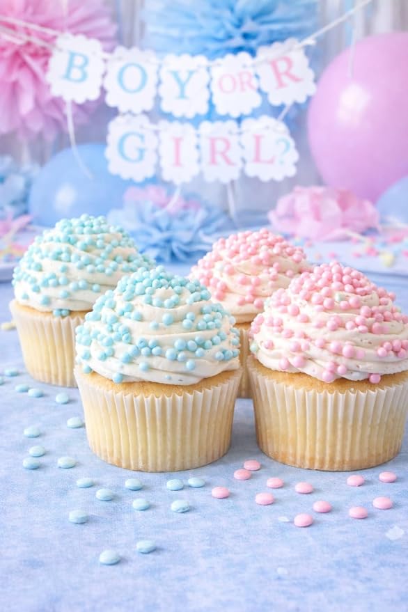 Oasis Supply Baby Shower Sprinkles & Sugar Shapes – Edible Decorations for Cakes, Cupcakes, and Cookies – Gender Reveal, Boy, Girl, and Neutral Party Baking Decorations - Pink Pearl Quin Sprinkles