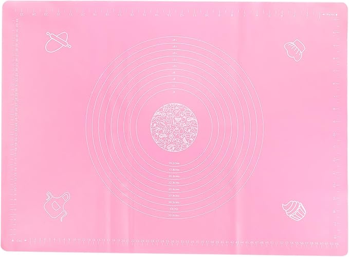 uxcell Silicone Baking Mat, 20 x 28 Inch Non Stick Pastry Mat Sheet, Counter Mat Reusable Oven Baking Mat for Pastry Rolling Dough with Measurements, Pink