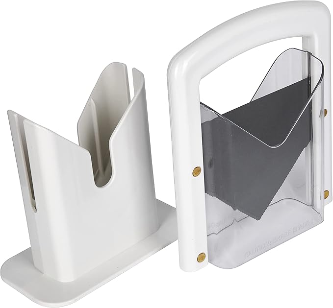 Hoan Bagel Biter Bagel Slicer and Cutter - Slices Bagels, English Muffins, Buns and Rolls Evenly and Safely - High-Carbon Stainless Steel Blade with Acrylic Safety Shield, Dishwasher Safe