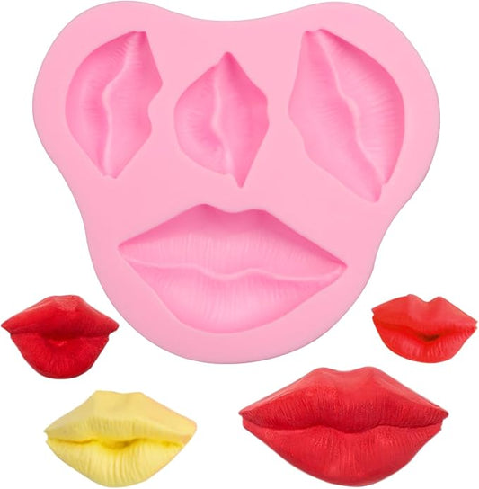 3D Lips Cake Topper Silicone Mold, Lip Chocolate Fondant Mold for Cake Decoration Candy Cupcake Topper Cake Polymer Clay Crafts Epoxy Resin