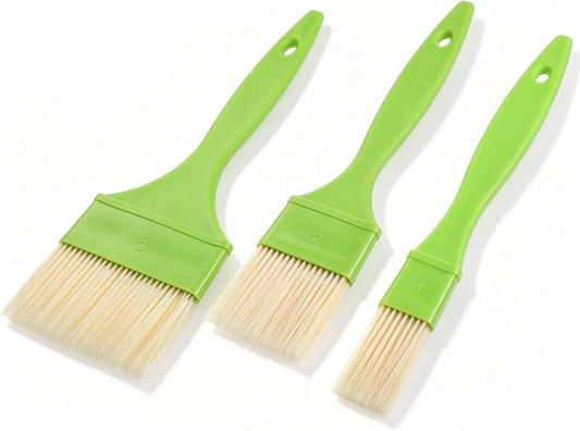 3 Pcs 1/2/3 inch Pastry Brush Set, Bristle Basting Brushes for Cooking, Plastic Handle Butter Brush, Kitchen Brushes for Oil, BBQ Grill, Egg, Butter Sauce, Baking, with Hang Hole Design