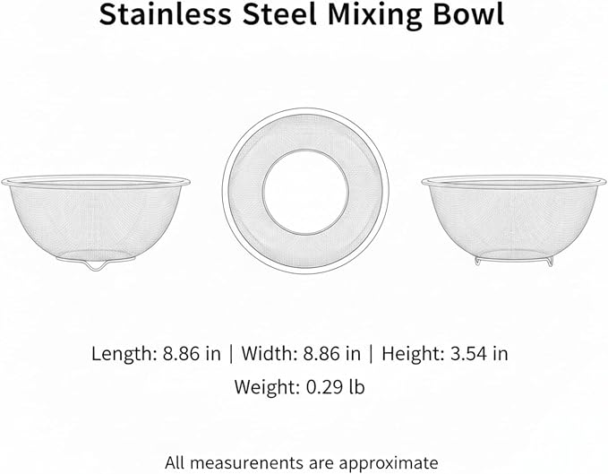 Stainless Steel Mixing Bowl Set with Nested Strainer, 2-in-1 Prep Basin for Washing, Draining, and Mixing