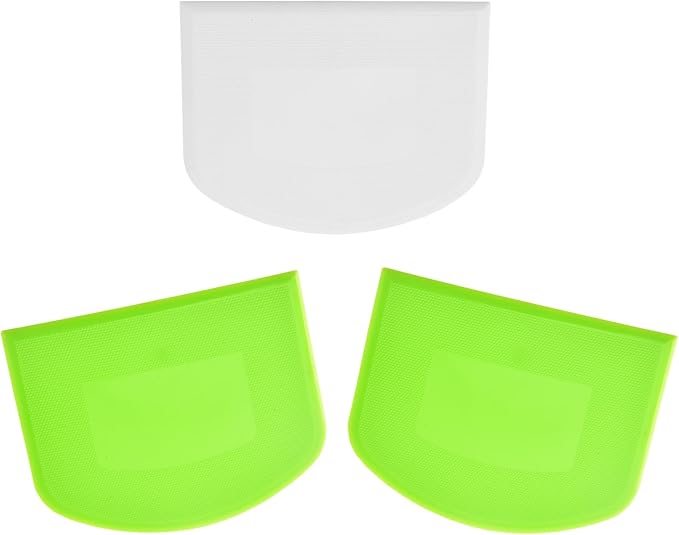 3 PCS Plastic Dough Scraper Bench Scraper, 4.7x3.7" Flexible Bowl Scraper, Food-Grade Dough Cutter, Non-Slip Food Scrappers for Bread, Cake, Cream, Fondant