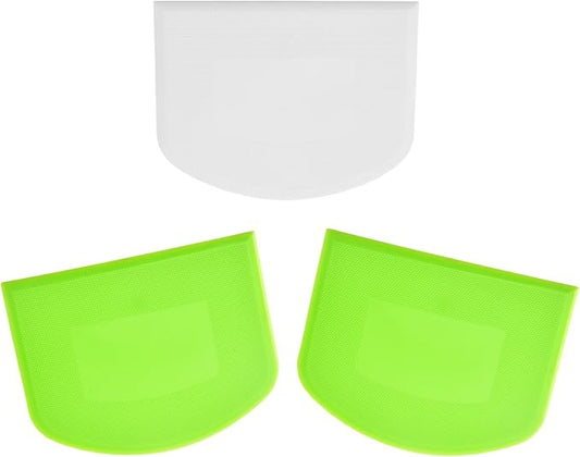 3 PCS Plastic Dough Scraper Bench Scraper, 4.7x3.7" Flexible Bowl Scraper, Food-Grade Dough Cutter, Non-Slip Food Scrappers for Bread, Cake, Cream, Fondant