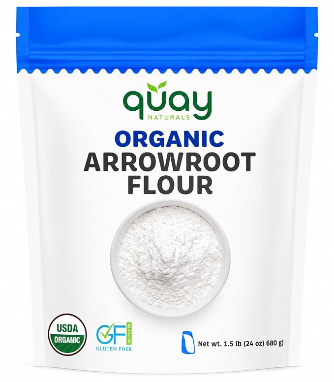 Quay Naturals Organic Arrowroot Flour 1.5 lb - Non-GMO, Vegan, Gluten Free Flour - Paleo-Friendly Bread Flour Alternative - Perfect Starch Substitute - Organic Arrowroot Powder