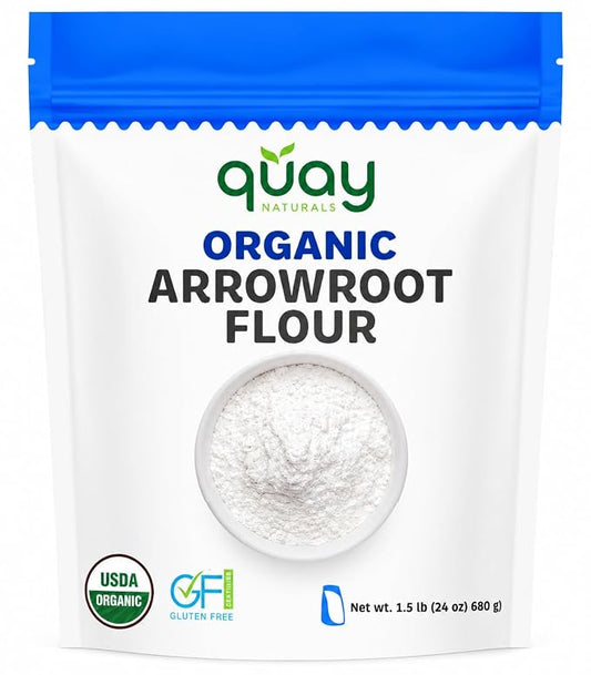 Quay Naturals Organic Arrowroot Flour 1.5 lb - Non-GMO, Vegan, Gluten Free Flour - Paleo-Friendly Bread Flour Alternative - Perfect Starch Substitute - Organic Arrowroot Powder