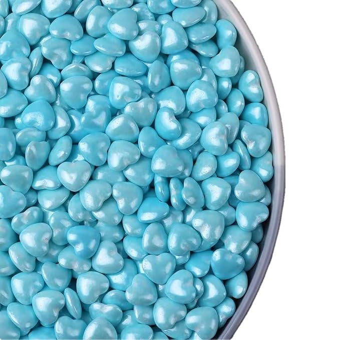 Christmas Blue Sprinkles Heart Cake Sprinkles130g 4.6OZ,Cookie Sprinkles,Sugar Pearl, Edible Candy Pearls for Cake Cupcake Decorationg (Blue)