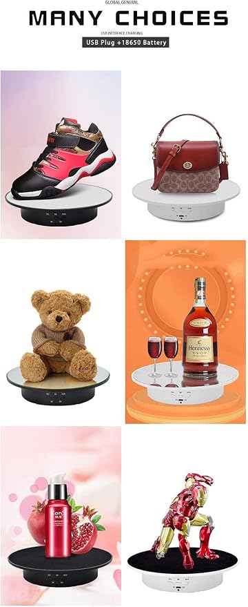 JAYEGT Motorized Rotating Display Stand, 7.87inch /17.6lbs Load, 360 Degree Electric Rotating Turntable for Photography Products, Jewelry, Cake,3D Model , Mirror Cover (Black/Button Control)