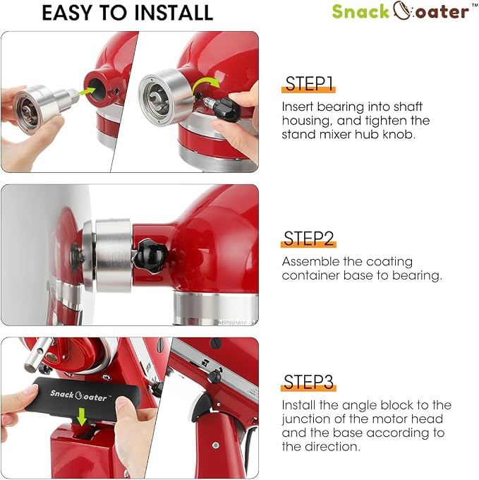 Aieve Snack Coater Compatible with KitchenAid Tilt-Head Stand Mixer, Chocolate Coating Attachment for Freeze-Dried Strawberries,Almonds,Pistachios & Nuts, Home & Commercial Use