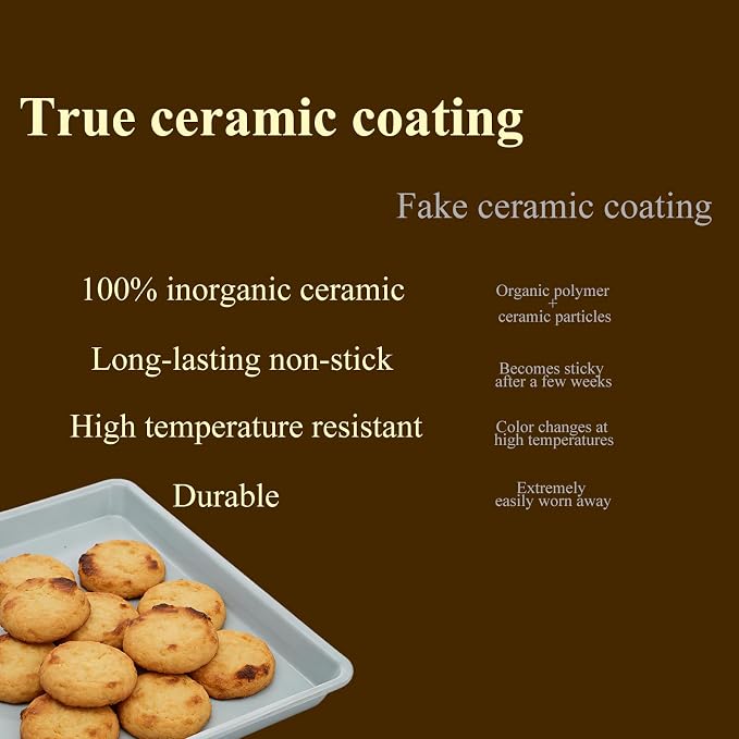Cookie Sheets for Baking 18x13", Half Ceramic Baking Sheet | Non-Stick & Non-Toxic Ceramic Coating, 2.2mm Thick Aluminum Oven Trays for Cooking, PTFE & PFOA Free