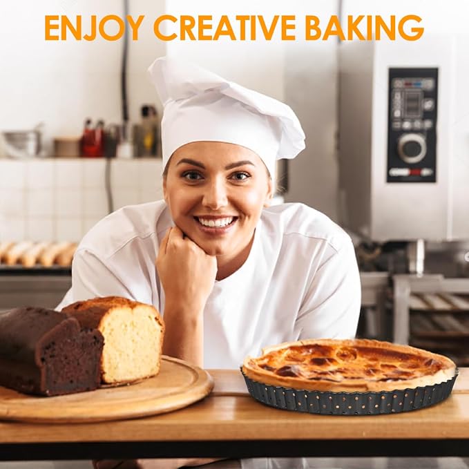 Gutsdoor Pie, Tart & Quiche Pan with Removable Bottom Nonstick Round Quiche Baking Dish Pie Pans for Baking Kitchen (9.5 Inch)
