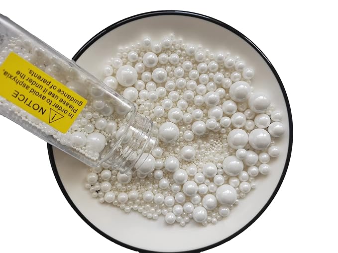 Edible White Pearls Sugar Sprinkles 120g/4.23 oz, 5 sizes Candy Pearl for Cake Decorating and Cupcake Toppers Cookie Decorations Ice Cream Topping Wedding Shower Party Valentines Halloween Christmas
