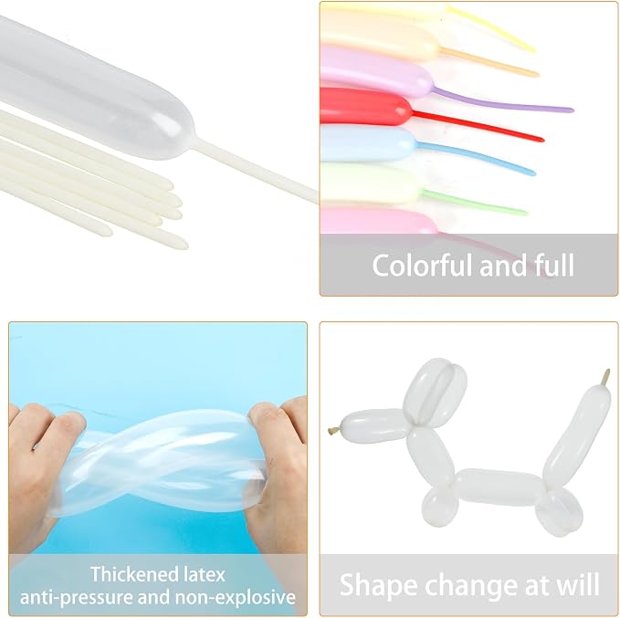 260 Balloons Clear, Long Balloon for Tying Balloon Arch, Animal Long Skinny Twisty Latex Magic Balloon Twisting Kit for Graduation Birthday Carnival Wedding Baby Shower Party Decoration Supplies 50Pcs
