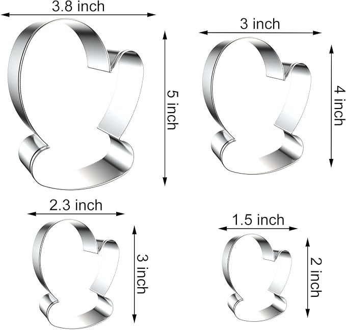 Winter Mitten Glove Cookie Cutter Set for Baking, 5/4/3/2 inch, 4 Piece, Stainless Steel