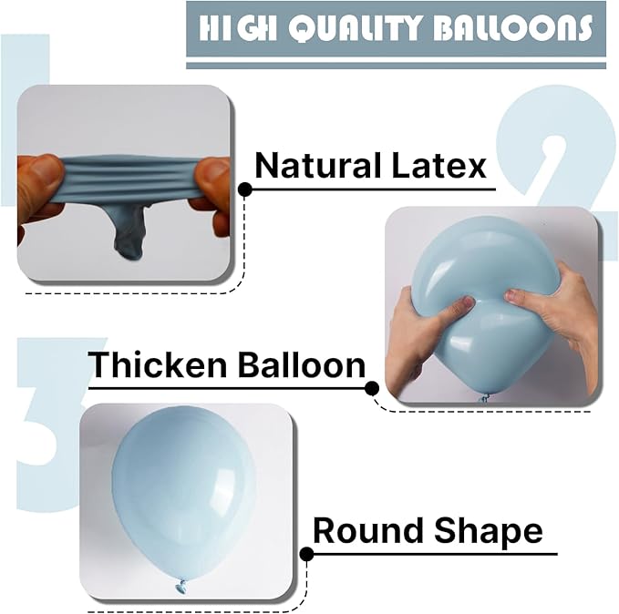 PartyWoo Dusty Blue Balloons 100 pcs Different Sizes of 18 12 10 5 Inch Light Blue Aqua Balloon Arch Kit Garland for Graduation Wedding Baby Shower Gender Reveal Birthday Party Decorations Blue-F28