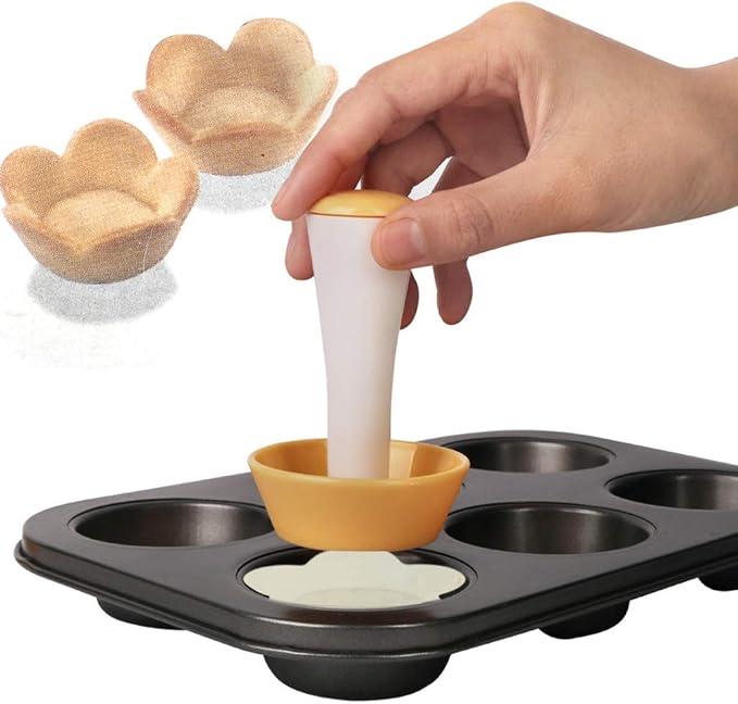 Tartlet Dough Press & Mold Set, Dual-sided Pastry Tamper for Egg Tarts, Pies, Muffin Cups & Cheesecake Pans, Baking Tool for Home Kitchen