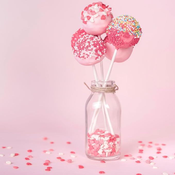 Valentines Sprinkles for Baking, Pink, Red and White Heart Sprinkles for Valentines Cake Cookies Cupcake Decorating