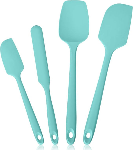 600ºF Heat Resistant Silicone Spatula Spoonula Set of 4, Aqua Sky | High Heat Food Safe Kitchen Use Scraper for Cooking Baking Mixing Scraping Stirring Cake Nonstick Cookware Pan Bowl