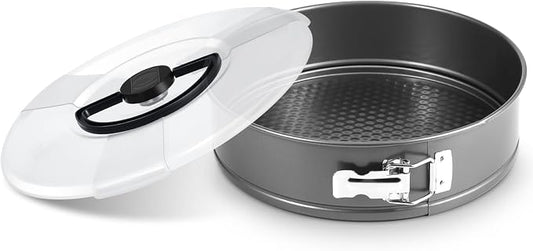 Teenyyou 1 Pcs 10 in Springform Cheesecake Pan with Lid and Removed Bottom Gray Non Stick Round Cake Pan Travel Friendly Carbon Steel Bakeware for Pie Cake Pizza