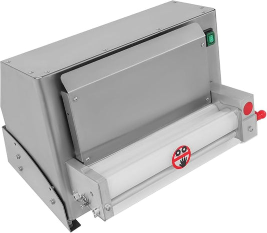 Commercial Pizza Dough Roller Sheeter, 3-12" Electric Automatic Pizza Dough Press Making Rolling Machine Stainless Steel Adjustable Thickness Suitable for Pizzas Bread Pasta
