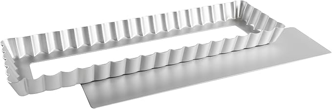 Fat Daddio's PFT-1375 Rectangle Fluted Tart Pan, 13.75 x 4.25 Inch