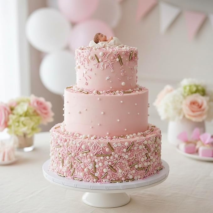 Manvscakes Sprinkles- Edible Cake and Cupcake Sprinkles with Assorted Shapes and Sizes for Parties, Metallic Sprinkle Mix for Cookies, Ice Cream, Cake and Cupcake Decorating, 4 oz (Pink Princess)