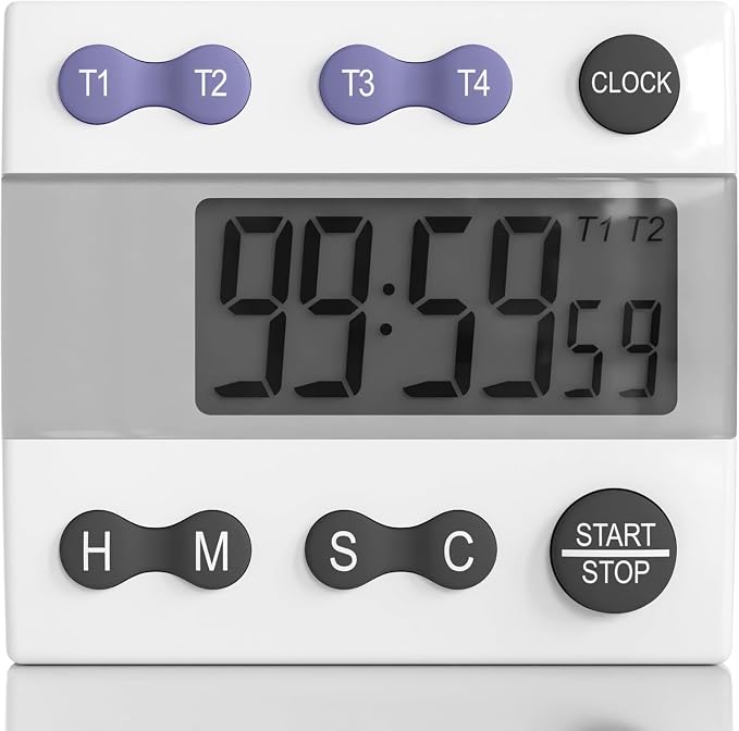 Sper Scientific Portable Digital Kitchen & Lab Timer 810015 - 4 Channel, Large Display, Loud Alarm, Classroom Timer - 2 pc