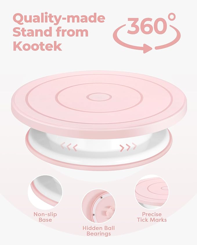 Kootek 158PCs Cake Decorating Kit, Baking Supplies Tools - Includes Cake Stand Turntable, 64 Icing Piping Tips Set, 2 Frosting Spatulas, 3 Scrapers, 50+2 Pastry Bags, Coupler, Video Tutorial, Booklet