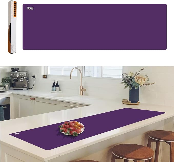 49.2" x 15.7" Large Silicone Mat for Kitchen Counter Protector, Cuttable Silicon Countertop Protector Mat Heat Resistant Mats for Countertop, Cut to Fit Placemat Ship Roll by Foepoge, Purple