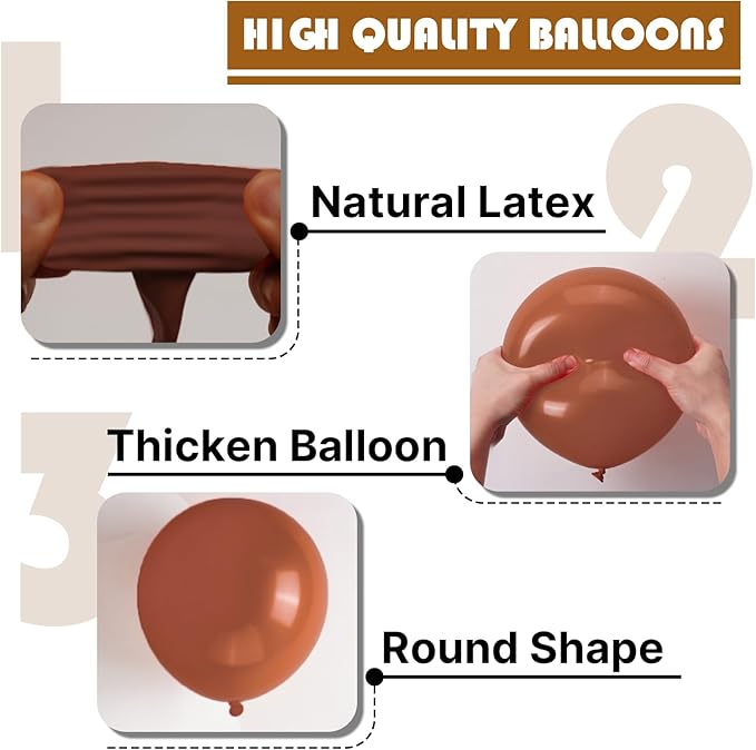 PartyWoo Dark Brown Balloons 127pcs Different Sizes of 36 18 12 10 5 Inch Boho Neutral Coffee Tan Balloon Arch Kit Garland for Birthday Boy Baby Shower Jungle Safari Fall Party Decorations Brown-F08