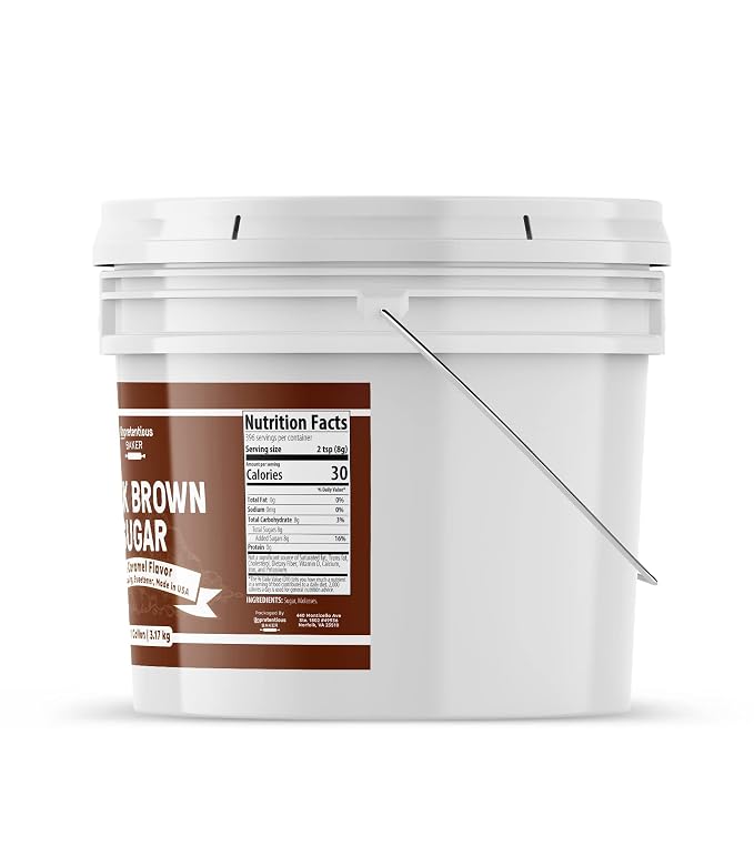 Unpretentious Dark Brown Sugar, Great for Baking, Rich Caramel Flavor, Sweetener (1 Gallon Bucket)