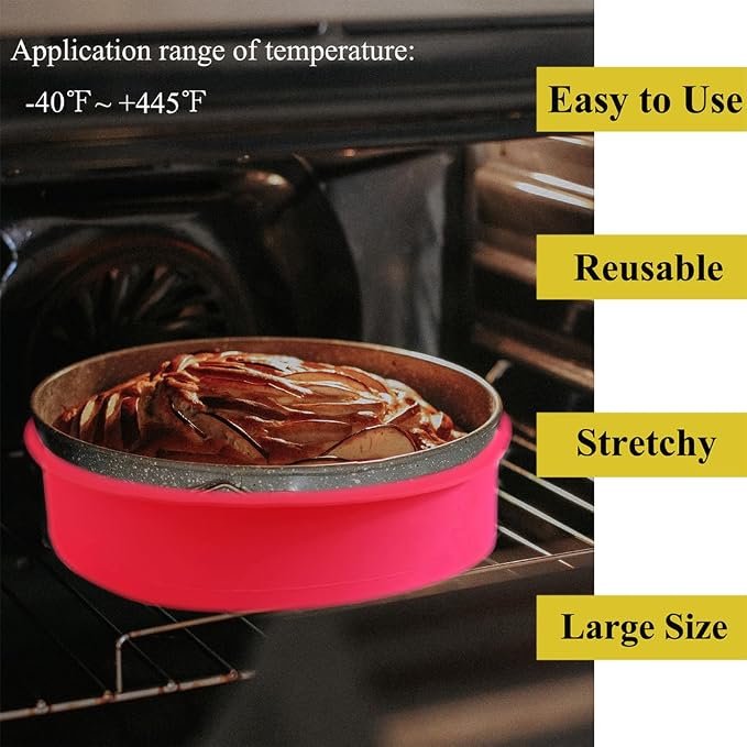 Springform Pan Protector for 9 inch, 9.5 inch Round Springform Pan Silicone Cheesecake Water Bath Sleeve Waterproof Cheesecake Baking Accessories