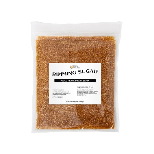 Brew Glitter - Gold Pearl Rimming Sugar (1LB, 1x Resealable Bag) Cocktail Garnish for Mixed Drinks & Refreshments