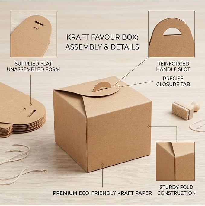 MLXUANLA 62 Pack Small Gift Boxes - Cookie Boxes For Gift Giving, Ivory Lace Ribbon, Jute Twine, Kraft Tags - Brown Kraft Paper