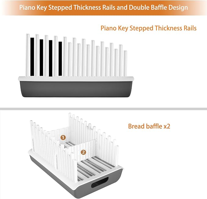 YONGAIJIA Bread Slicer Guide for Homemade Bread with 304 Stainless Steel Sheet and Storage Tray、3-Slice Thickness，Adjustable Width for Cake、Bagels、Toast.