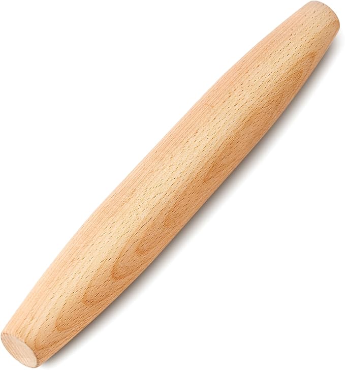 French Rolling Pin for Baking - Tuyotue 7.9 Inches Beech Wood Tapered Rolling Pin Dough Roller for Pizza Dough, Pie Crust Cookie Fondant Dumpling