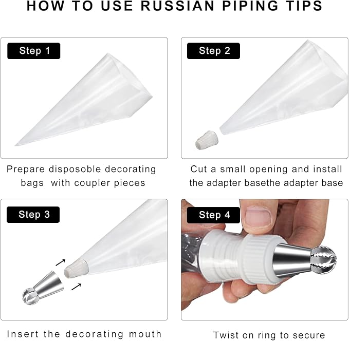 Hofumix Russian Piping Tips Cake Decorating Kit Cake Decorating Tips Buttercream DIY Baking Tools School Prevailing Torch Russian Nozzles Ball Baking Kits 6pcs