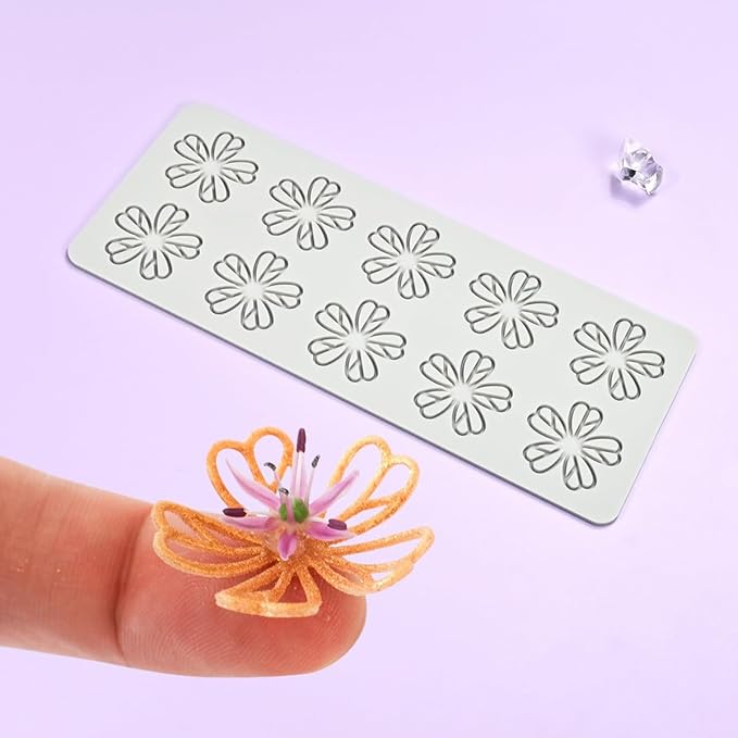 mostsom Silicone Five-Leaf Shape Fondant Molds Chocolate Mould for Cake Pastry Decor Baking Gumpastes Moulds Decoration Sugar Lace Mat (H_ Five-Leaf)