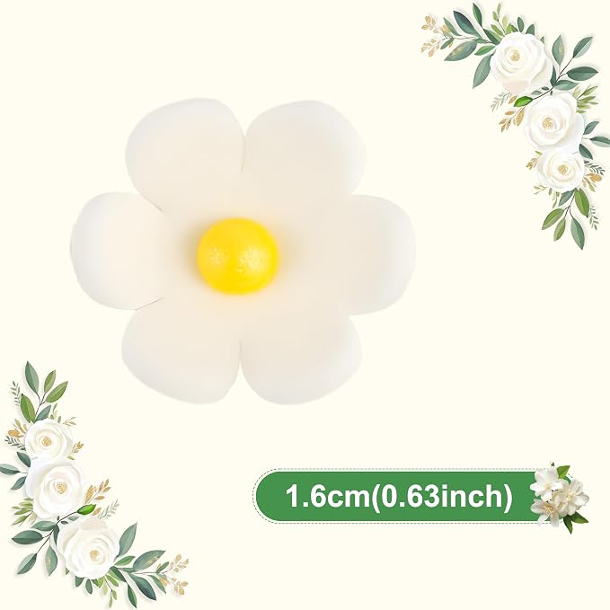 Edible Flowers Cake Decorations 32 Count White Blossoms Royal Icing Decorations Daisy Sugar Wedding Flowers for Baking Cupcakes Ice Cream Waffles Cookies Birthday Cake