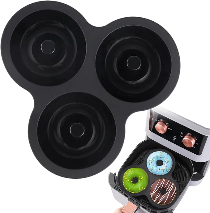 Donut Pan, Heat Resistant Silicone Tray & Reusable Donut Molds With Non-Stick Flexible Design, Easy Release Main Feature, Baking Accessory With Usage for Air Fryer Oven Cake Cookie Snack Cooking