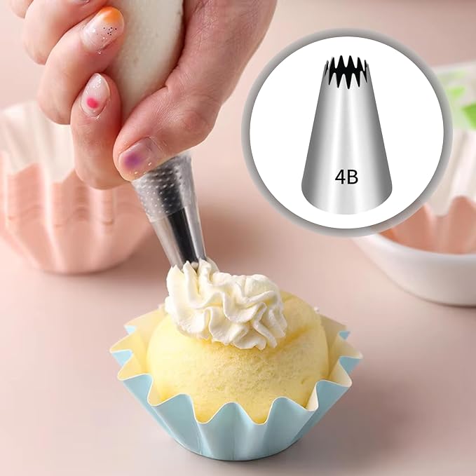 5 Pcs 4b Piping Tip,Piping Tips,Piping Tips For Cake Decorating,Piping Nozzles Decorating Tips,For Cookie And Cake Decorating,Birthday Cake, Cupcake,Diy Cream.