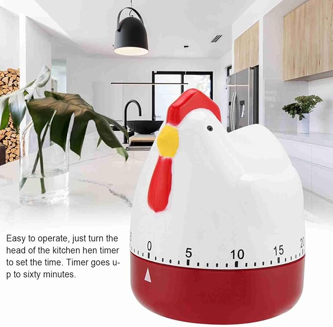 Kitchen Timer Cute, Mechanical Chicken Egg Timer, Up to 60 Minutes, Chicken Mechanical Wind Up Timer for Cooking, Children’S Study, Timing Reminder, Home Decor