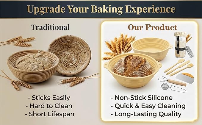 Sourdough Starter Kit, 28Pcs Sourdough Bread Baking Supplies, Sour Dough Bread Kit with 2 Silicone Banneton Bread Proofing Baskets, Sourdough Kit with Glass Starter Jar, Complete Bread Making tools