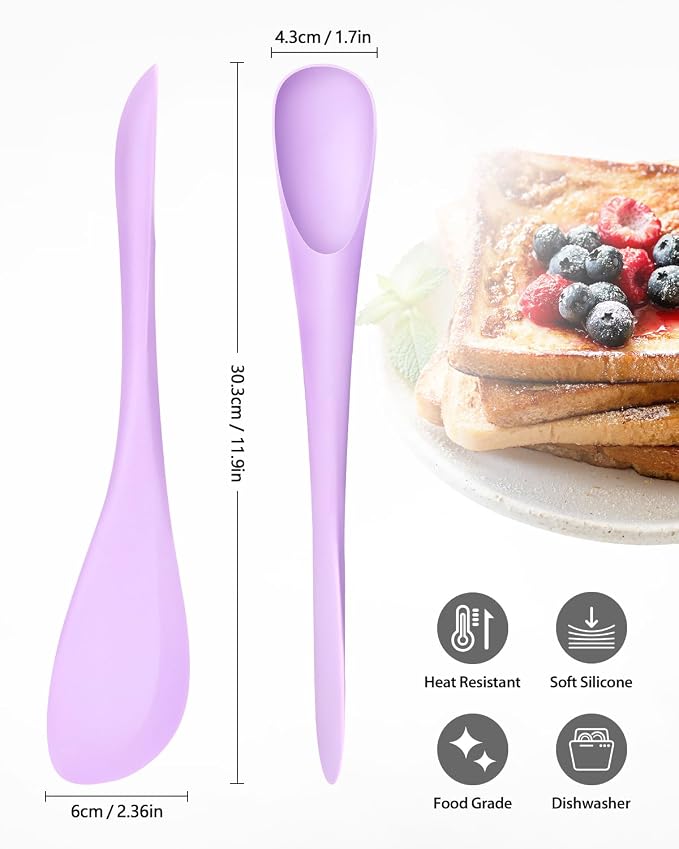 2-Pack Double-Headed Silicone Spatula Spoon, Nonstick Safe, Seamless | Scraping & spreading dual-use. Matte, BPA-free. For cooking, baking, mixing. Gentle on nonstick pans. No buildup.