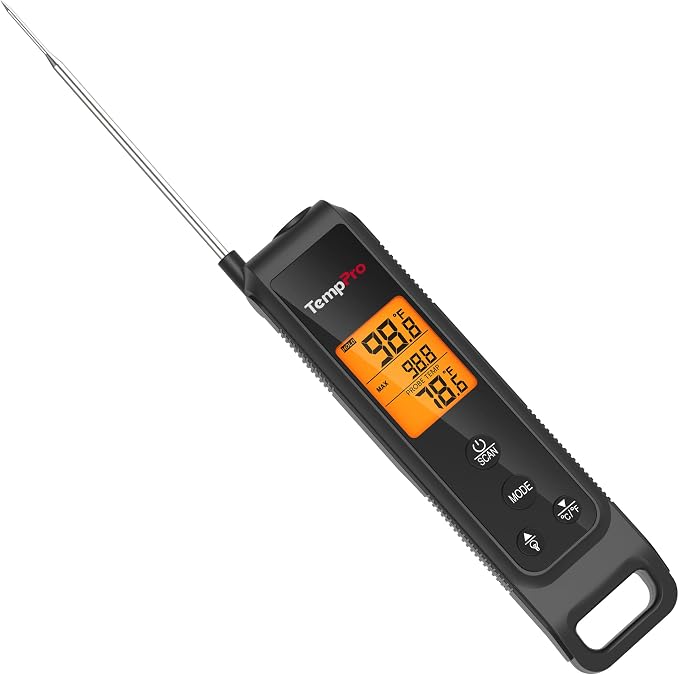 TempPro 2-in-1 Instant Read Thermometer for Cooking, Infrared Thermometer with Meat Probe, Non-Contact Laser Meat Thermometer for Griddle Grill Pizza Oven, Black, Gift for Dad Him Husband