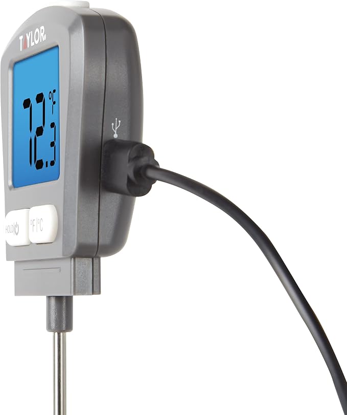Taylor USB Rechargeable Digital Instant Read Food Thermometer, Gray