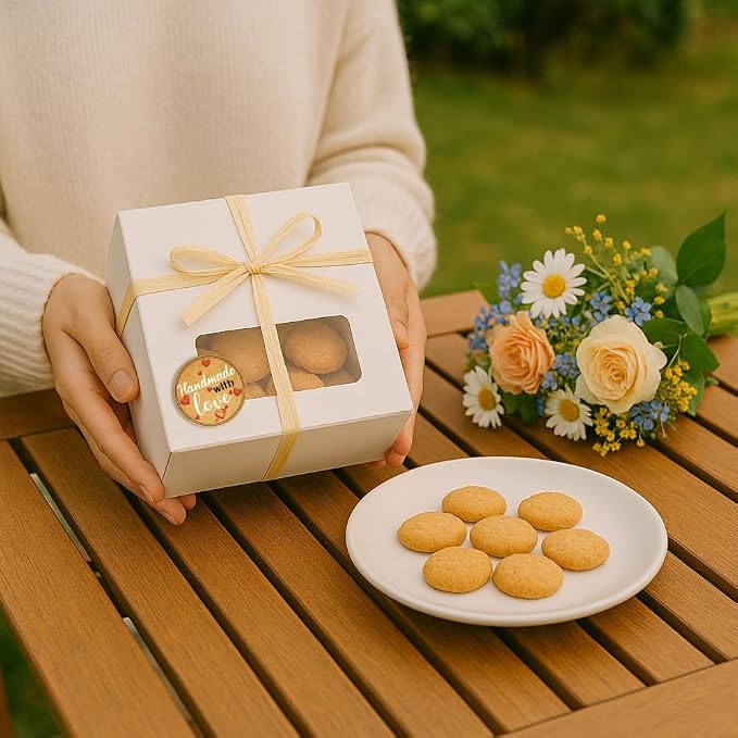 320 Pcs Homemade with Love Stickers, 2 Inch Round Waterproof Kraft Home Made Labels Jar Canning Label Stickers Self-Adhesive Packaging Sticker for Cookie Fudge Containers